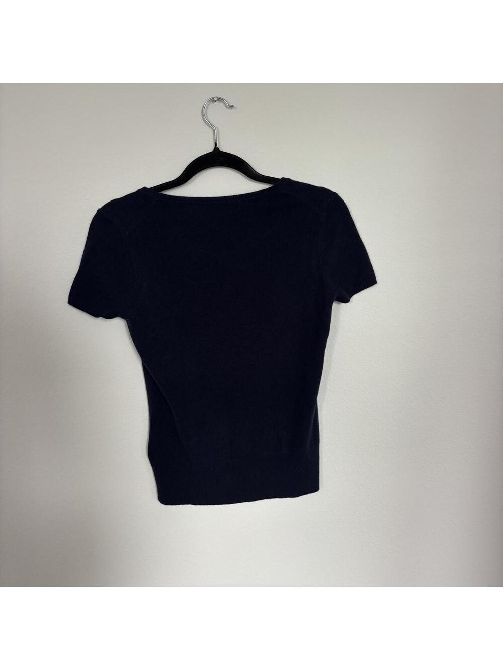 Brooks Brothers Italian Cashmere Short Sleeve Knit Top Navy Blue Small - Picture 4 of 6